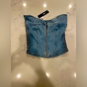 Y2k Style Blue Elasticity
Women's Cropped Denim Corset Top